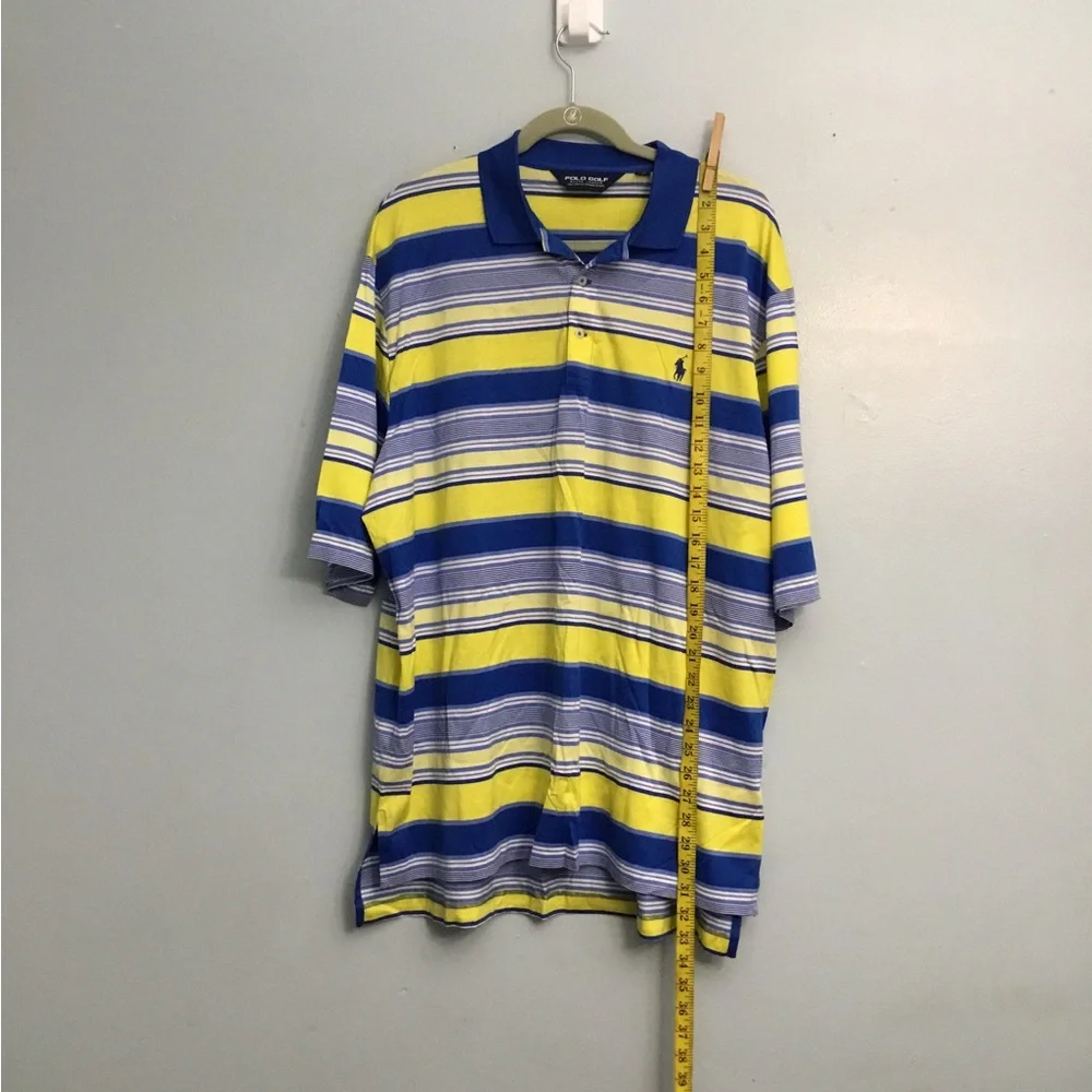 Ralph Lauren Men's Polo in Blue, Yellow, and White Stripes